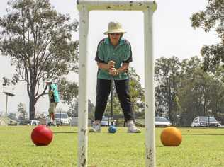 SPOT ON: Ann Williams of the Coutts Crossing Croquet Club lines up a shot. Picture: Tim Jarrett