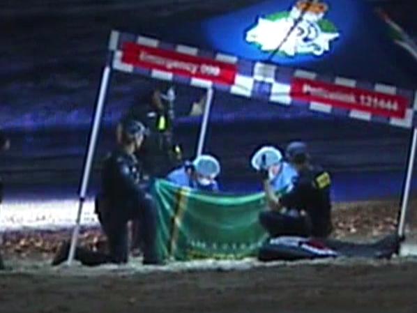 Police at the scene where a Baby body was found on Gold Coast beach - Photo Supplied CH 7