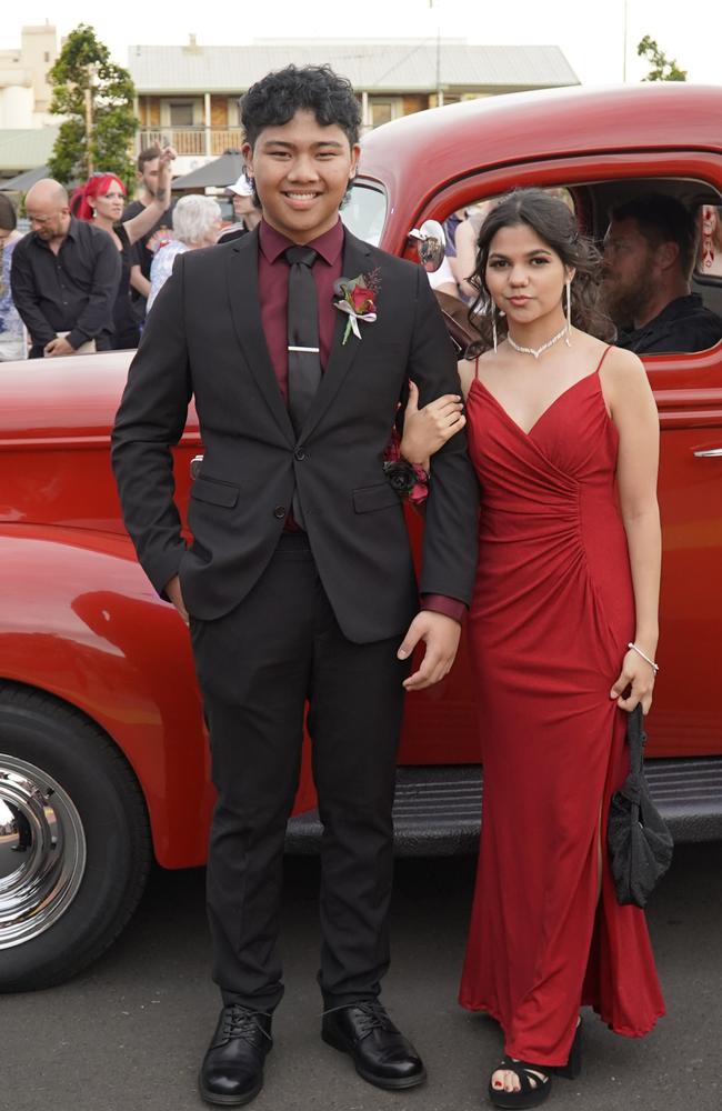 DJ Olbes and Mercedes Mi Mi arriving at the 2023 Kingaroy State High School formal.