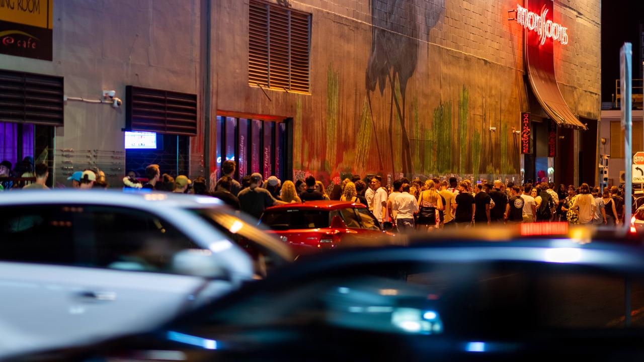 Mitchell St in Darwin was abuzz to celebrate the end of 2020. Picture: Che Chorley