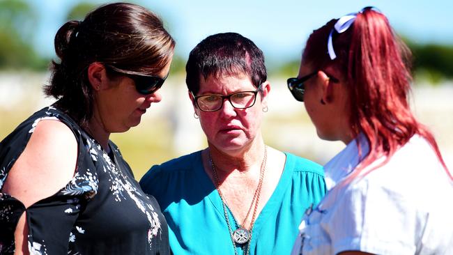 Funeral for army veteran PTE Bradley Carr in Charters Towers. Glenda Weston, mother of Bradley, is consoled. Picture: Alix Sweeney