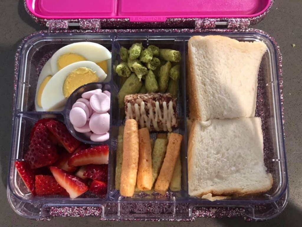 The mum shared this snap of her daughter’s lunch which many thought was great, while others noted a problem with it. Picture: Facebook