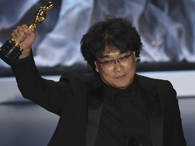 Bong Joon Ho accepts the award for best international feature film for "Parasite," from South Korea, at the Oscars on Sunday, Feb. 9, 2020, at the Dolby Theatre in Los Angeles. (AP Photo/Chris Pizzello)