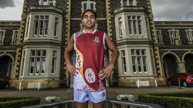 Prince Alfred College youngster Isaiah Dudley. Picture: AAP/Roy Van Der Vegt