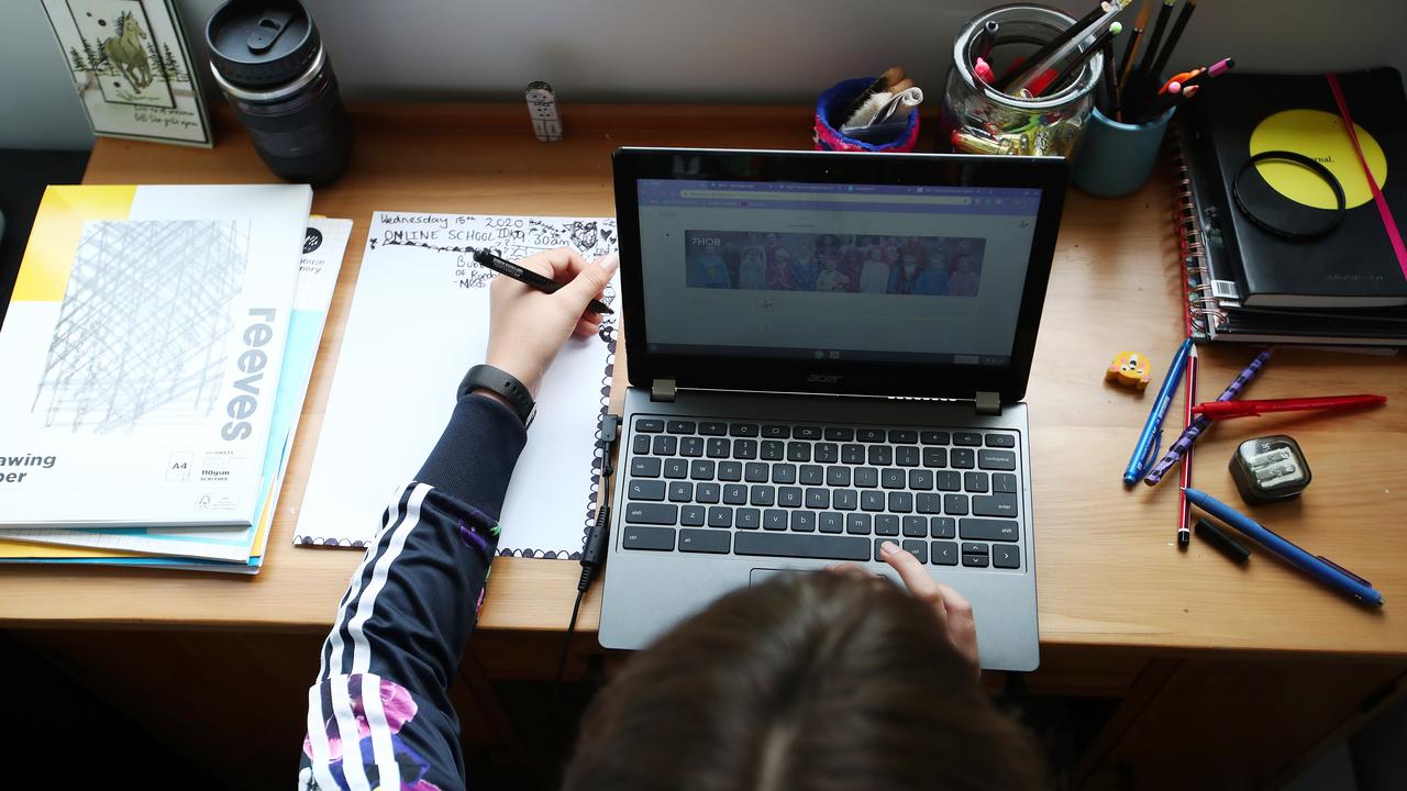 School students around the world are doing more learning from home via the internet, which can create a whole new set of problems. Picture: Fiona Goodall/Getty Images