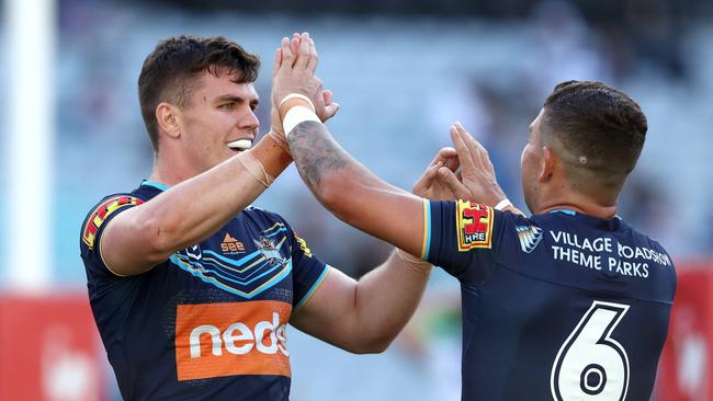 The Titans lost Brian Kelly early on but fill-in centre Beau Fermor stood up and scored a try in his absence. Picture: Getty Images.