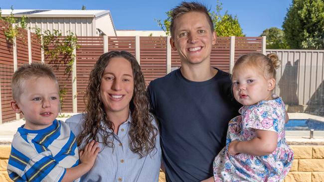 Federal budget - family Daniel and Shannon Webber with their children, Miles 3 and Isobel, 2 at their home in Rostrevor SA. Pictured on 17th March 2025. Picture: Ben Clark