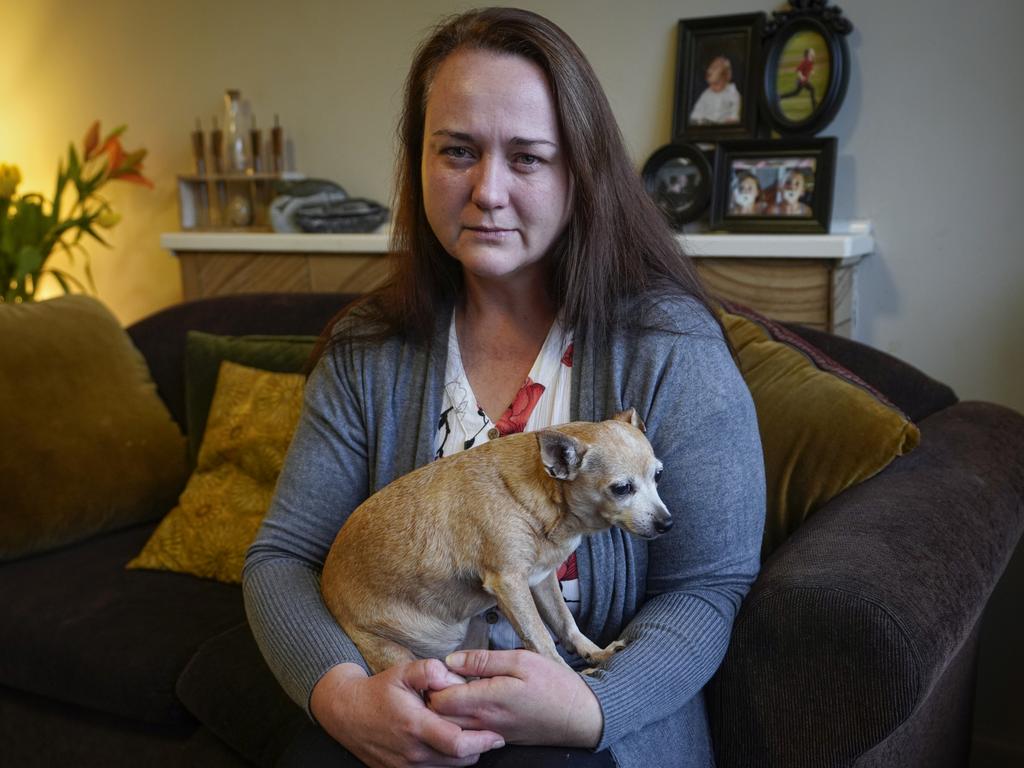 Rachelle Owen, with her dog Peanut, said school psycholgists should be full-time staff members at school. Picture Brad Newman