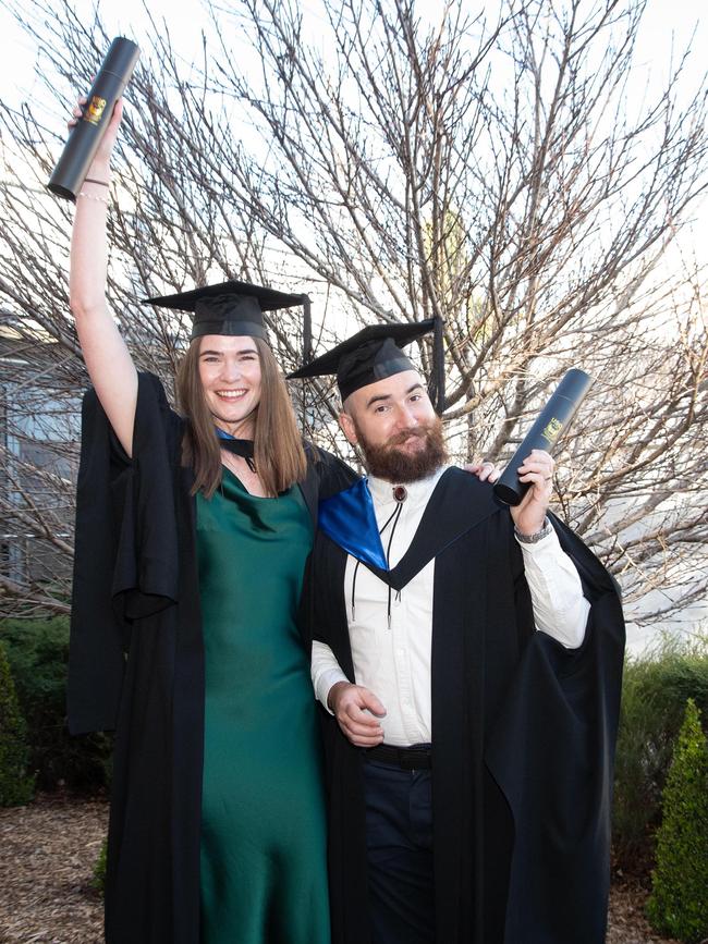 Georgia Coonan and Bernard Borserio graduate with a Master of Clinical Psychology. UniSQ graduation ceremony at Empire Theatre, Tuesday June 27, 2023.