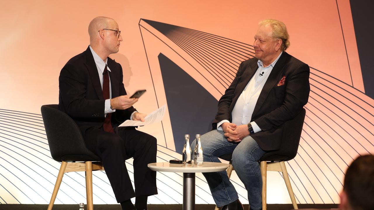 WiseTech Global executive chairman Richard White, right, fronting investors and analysts at the Macquarie Australia Conference. Picture: Supplied.