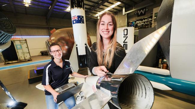 Gilmour Space Technologies propulsion Engineers Kelly Mulvay and Kristin Stewart. Picture: Nigel Hallett