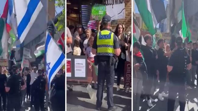 Pro-Palestine supporters at a protest in Rundle Mall.