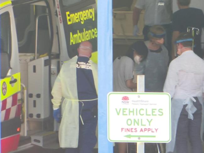 Pictured arriving at Westmead hospital from China, a 21-year-old Sydney woman, the fifth person diagnosed with coronavirus in Australia. Picture: TNV