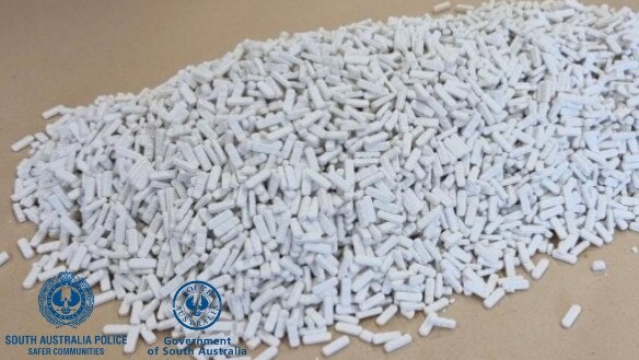 South Australia Police seized approximately 10,000 white tablets labelled Xanax. Picture: Supplied