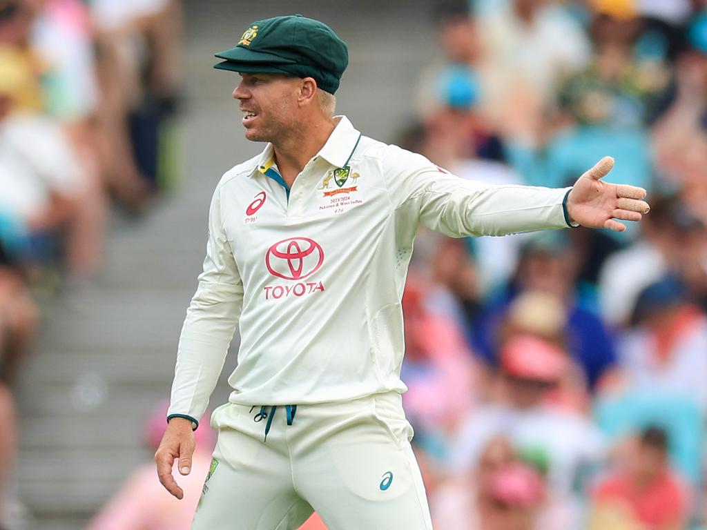 Warner in the field during his final Test. Picture: Mark Evans/Getty Images