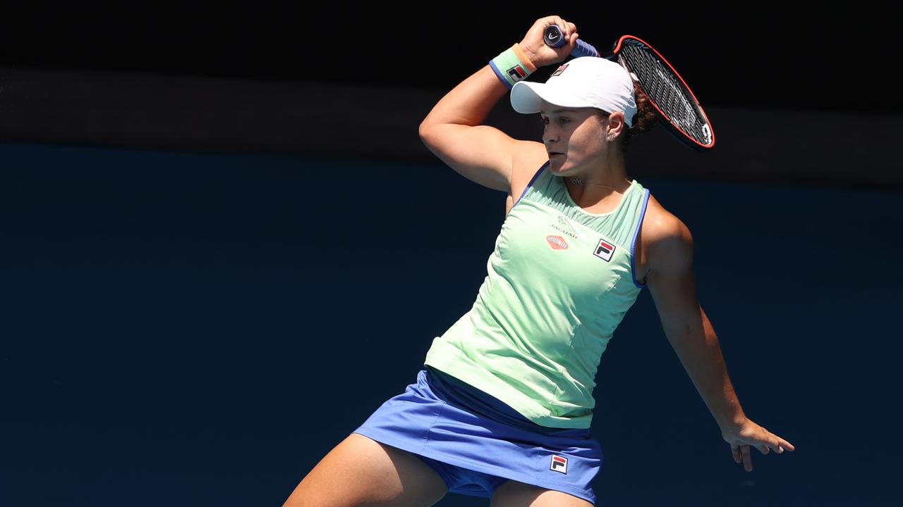 Ash Barty withstood an onslaught from Petra Kvitova. Pic: Michael Klein