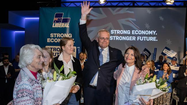 Scott Morrison celebrates Mother’s Day in Melbourne on Sunday with wife Jenny, daughters Abbey, 14 and Lily, 12 and his mother Marion. Picture: Jason Edwards