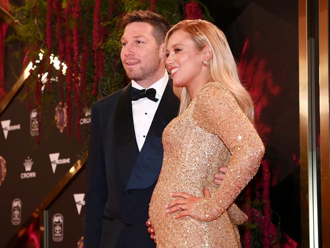 Greene and partner Georgia Stirton officially announced the pregnancy at last year’s Brownlow Medal. Picture: Quinn Rooney/Getty Images