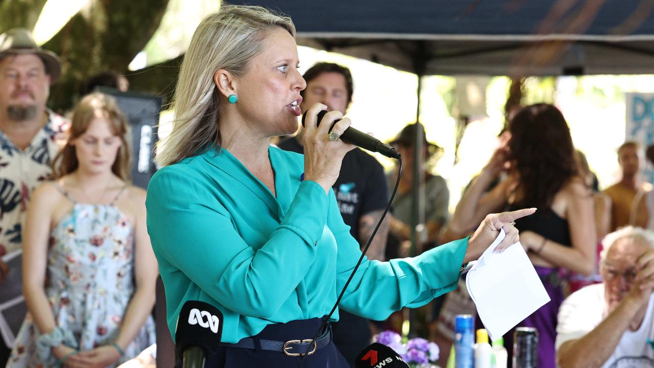 Member for Barron River Bree James speaks to the crowd at the Rally For Justice. Picture: Brendan Radke