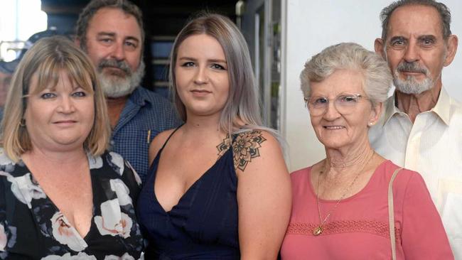 CQUni's December 4 morning graduation ceremony: Tracie, Damien, Shania-Leigh, Judith and Darryl Saw were on hand to celebrate Devin Saw's graduation. Picture: Jann Houley