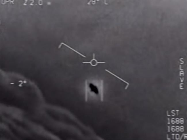 In 2020 the Pentagon released this video grab of ‘unidentified aerial phenomena’ taken earlier by the US Navy. Picture: US Department of Defence