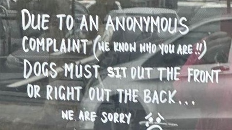 A Brisbane cafe has informed customers their four legged friends are no longer welcome inside. Photo: supplied