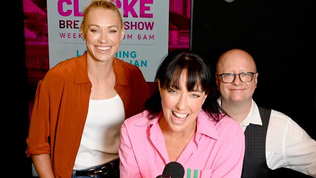 How the Mix 102.3 breakfast team started in 2022 Ali Clarke with Erin Phillips and Eddie Bannon. Picture: Naomi Jellicoe