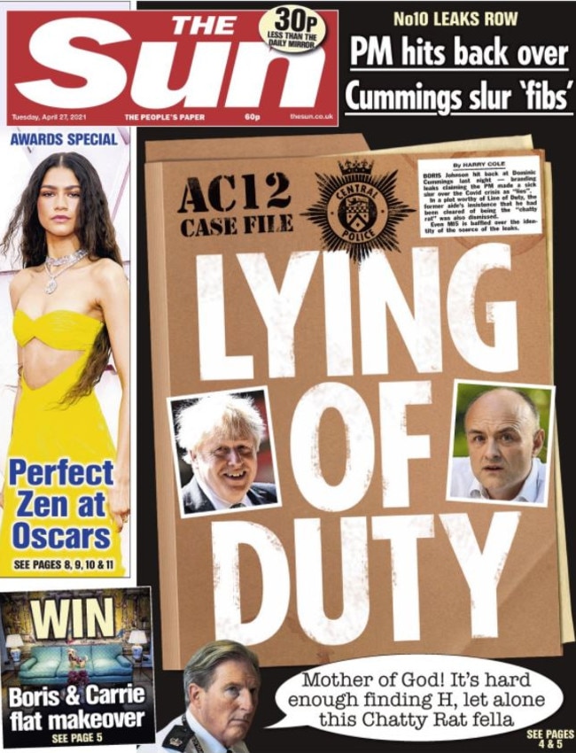 <i>The Sun’s</i> front page took inspiration from the current BBC hit <i>Line of Duty</i>