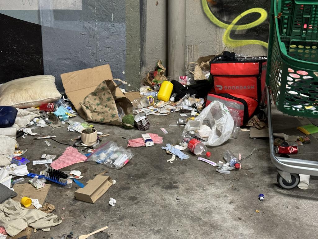 Needles and trash are strewn around the streets. Picture: news.com.au