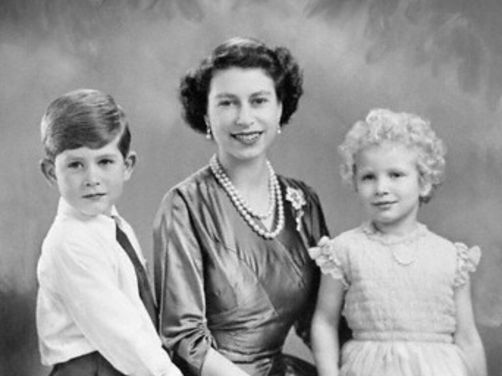 The Queen with her children, Prince Charles and Princess Anne. Picture: CORBIS