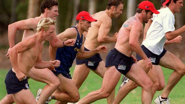 Geeves was stunned at the size of Mark Ricciuto, second from the right, in 2002.