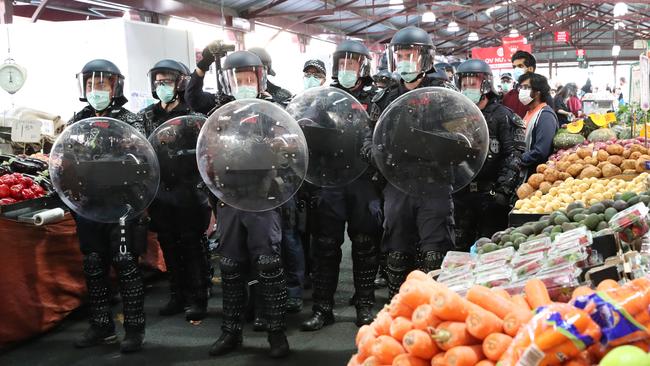 Hundreds of officers swarmed the area. Picture: David Crosling