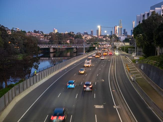 Melbourne city inbound traffic, captured by Transurban toll road providers. Picture: Simon Anders