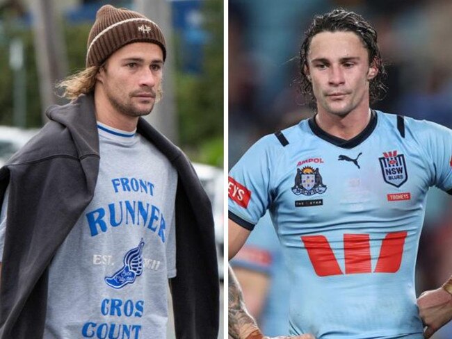 Nicho Hynes on and off field. Photos: News Corp/Getty Images