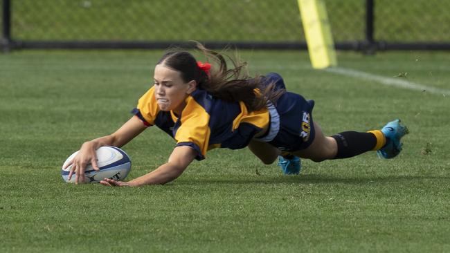 Georgina Hayes in action for ACT at the Australian Schools Rugby Championship. Picture: Anthony Edgar.
