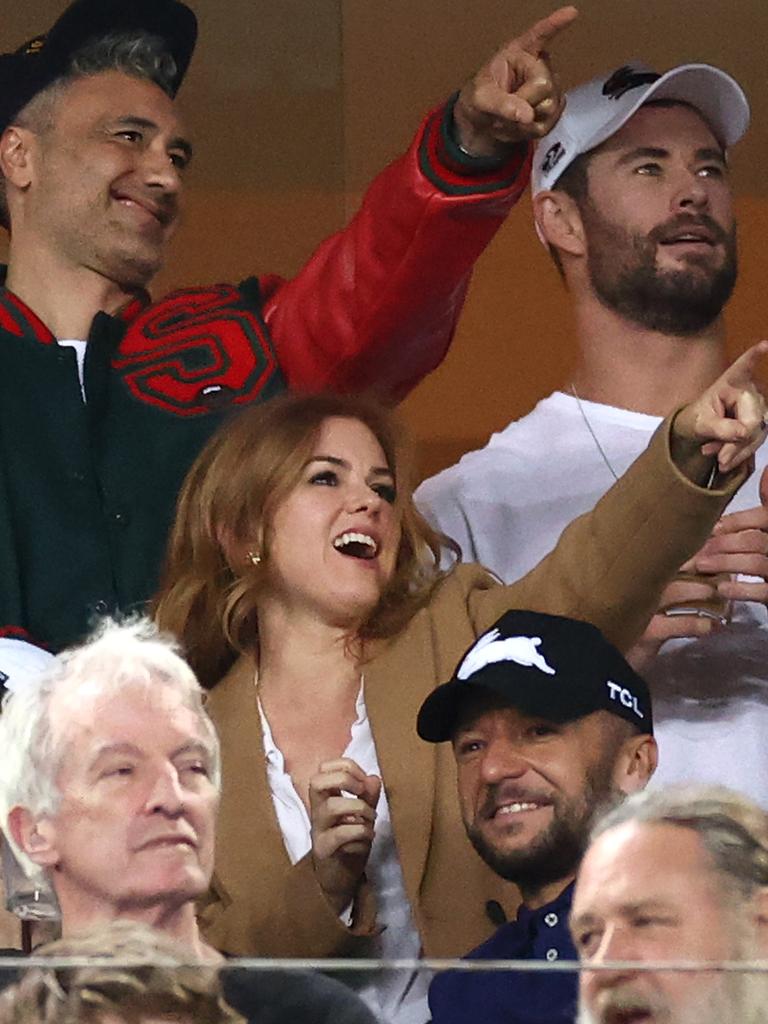 Crowe invited Hollywood celebrities including Taika Waititi, Chris Hemsworth, Jeff Goldblum, Isla Fisher to a South Sydney game in 2021. Picture: Getty Images.