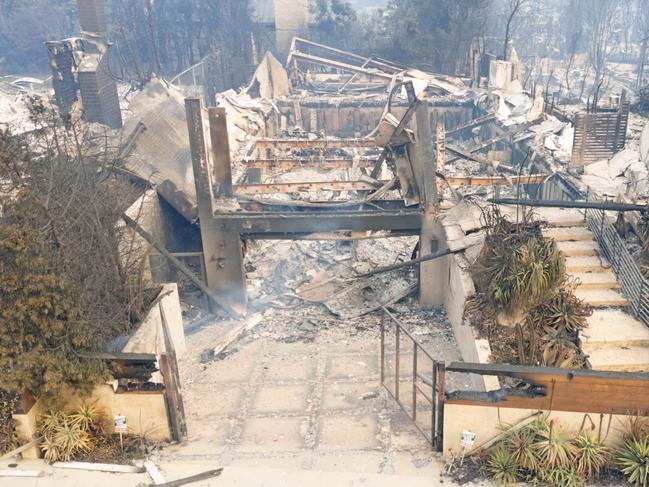 The lavish home of Anthony Hopkins was destroyed in the devastating Pacific Palisades wildfire. Picture: BACKGRID Australia