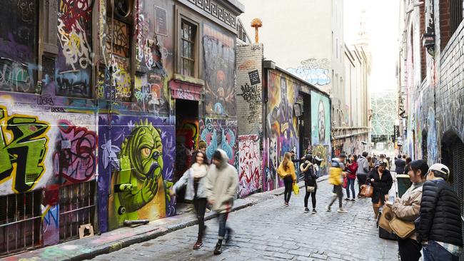 Street art in Hosier Lane, Melbourne. Picture: Supplied