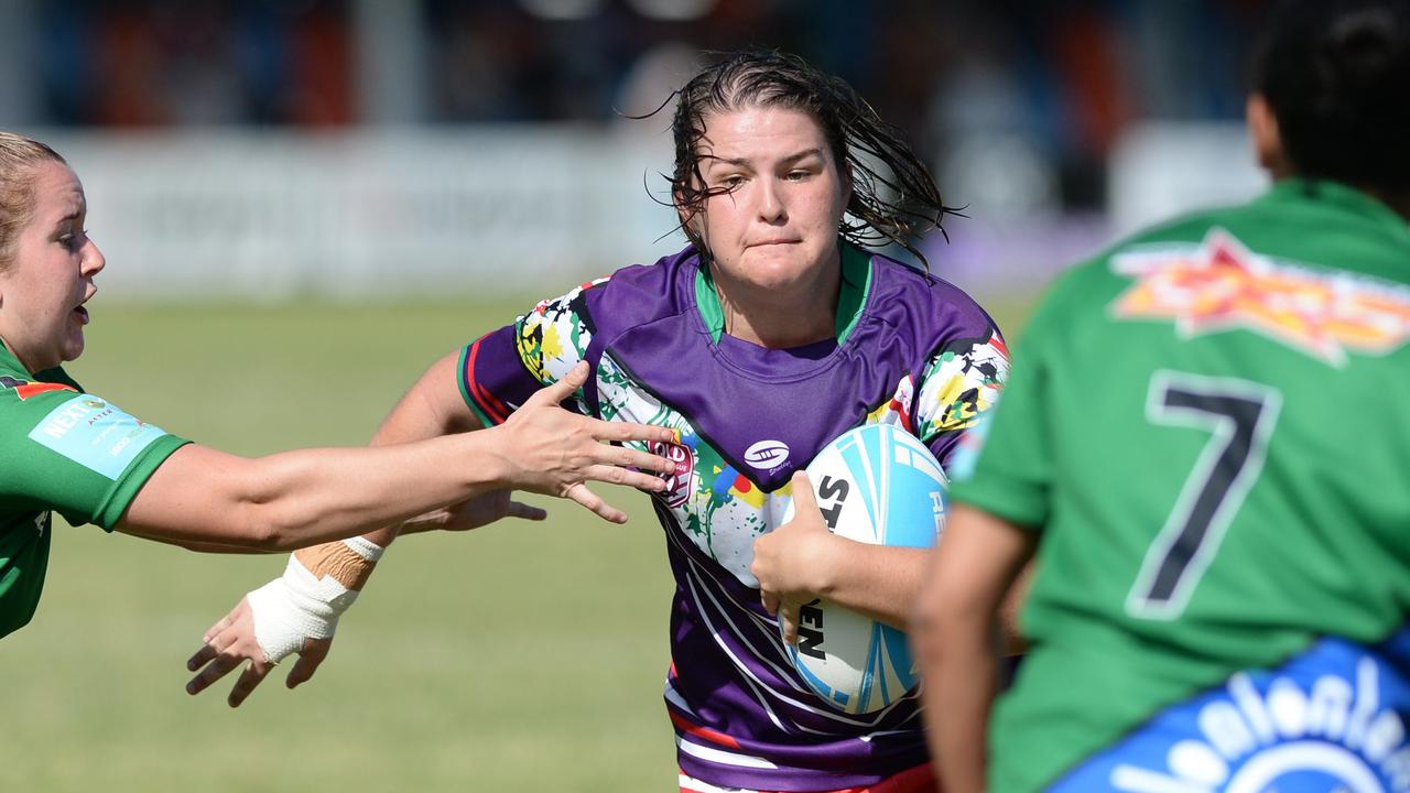 Abby Templeman playing for Emu Park in the women’s grand final at the Warba Wangarunya Rugby League Carnival in Rockhampton.