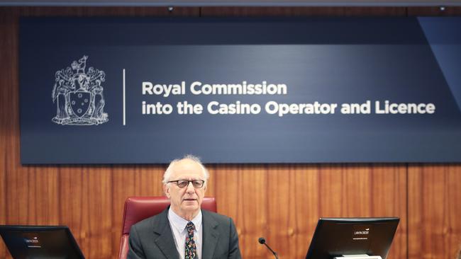 Crown royal commissioner Ray Finkelstein in the Melbourne hearing room. Picture: NCA NewsWire / David Crosling