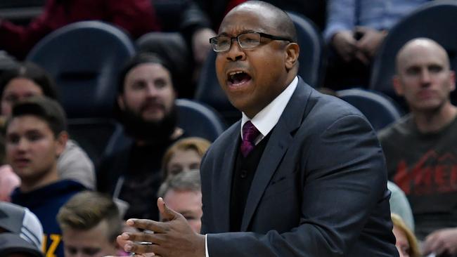 Coaching the 36ers against the Utah Jazz in Salt Lake City. Picture: Gene Sweeney Jr (Getty).