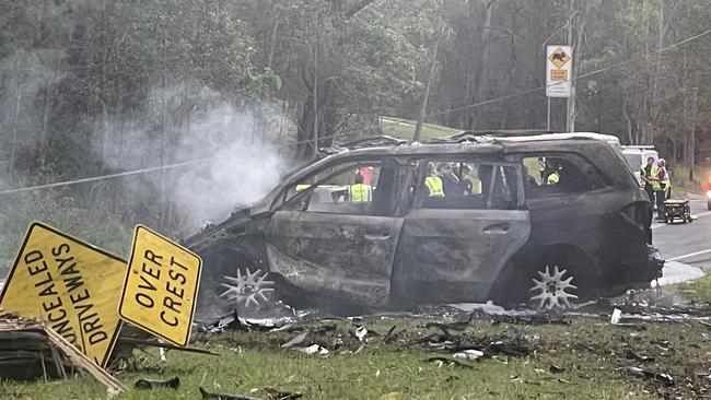 One of the cars involved in the crash, which involved Uiatu “Joan” Taufua, the mother of Broncos star Payne Haas.