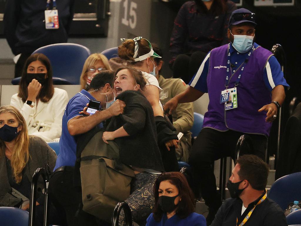 Protesters evicted from Rod Laver Arena.