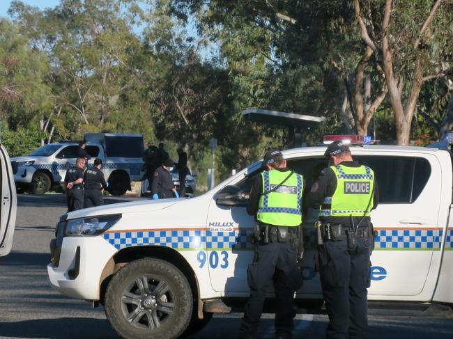 An ongoing police investigation has closed Lyndavale Drive between Engoordina Drive and Saltwell Street in Larapinta, Alice Springs, on June 13, 2024. Picture: Gera Kazakov