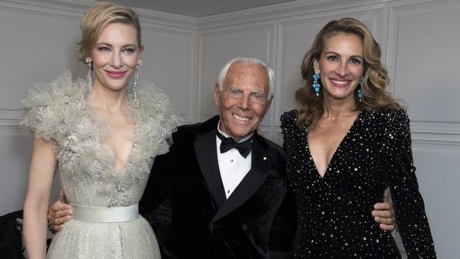 Giorgio Armani with Julia Roberts and Cate Blanchett. Picture: Stefano Guindani