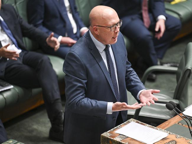 CANBERRA, Australia - NewsWire Photos - October 10, 2024: Leader of the Opposition Peter Dutton during Question Time at Parliament House in Canberra. Picture: NewsWire / Martin Ollman