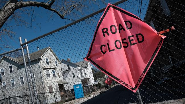 A street under construction is blocked to traffic on April 8 in Providence, Rhode Island, ranked worst among the 50 states in the condition of its infrastructure.