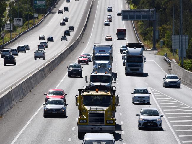 Gold Coast Bulletin only Please check with Picture Editor before useM1 showing trucks going north and southusing the left lanes with the new traffic rules coming into effect today. Photo: Steve Holland