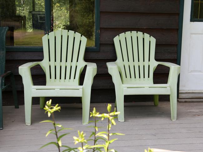 Two chairs on the deck of the cottage Lucas Fowler called home while he lived and worked at Venator Ranches in Canada. Picture: Clint Brewer/ News Corp Australia