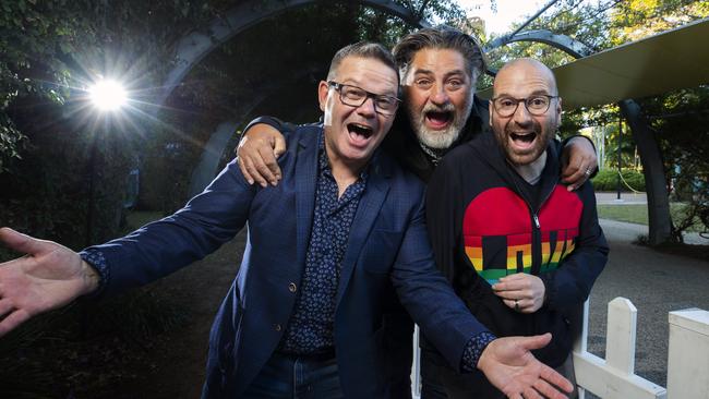 Masterchef Judges Gary Mehigan, Matt Preston and George Colombaris at Southbank ahead of Regional Flavours Festival. Picture Lachie Millard